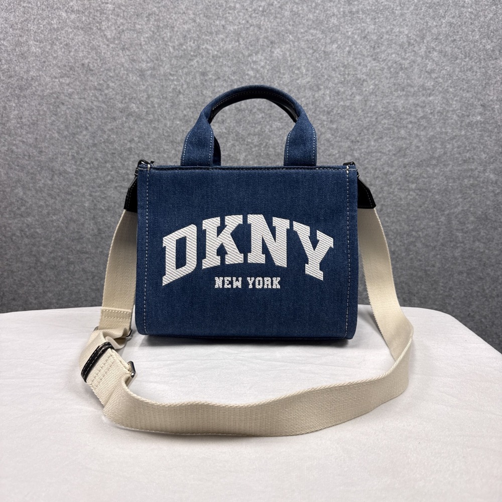 DKNY Hadlee Small Tote Bag Denim Blue Crossbody Handbag NWT R52ADC80